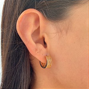 Argola Banhada Cravejada em Zircônias