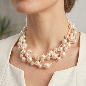 Colar Nude com Pérolas Basic