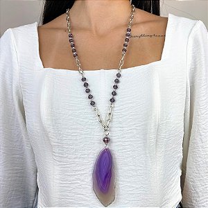 Colar Prata mais Geodo em Ametista