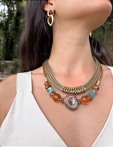 Colar Basic Oliva e Marrom