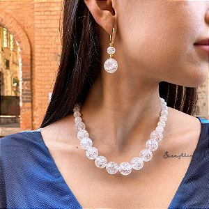 Colar Elegante em Cristal Bombardeado