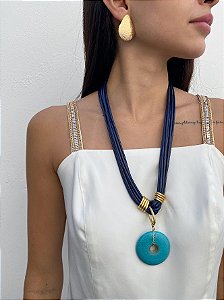 Colar Longo com Howlita Azul