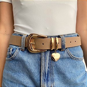 Cinto Nude PLUS SIZE com Pingente Coração