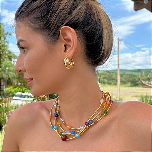 Colar Canos Pedras Naturais