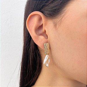 Brinco Banhado com Pérola estilo Boho