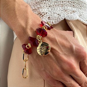 Pulseira Vermelha 'Paz' Banhada