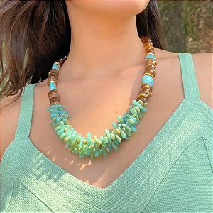 Maxi Colar com Cascalho em Resina e Howlita Azul