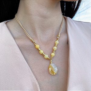 Colar Nude com Citrino e Ágata Amarela