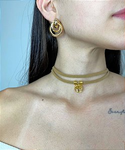 Choker Duas Voltas Nude com Árvore da Vida