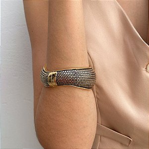 Bracelete Texturizado com Detalhe Ouro Velho