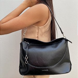 Bolsa Média Preta e Prata | 5 Divisórias