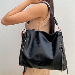 Bolsa Grande Prata e Preta | 6 Divisórias