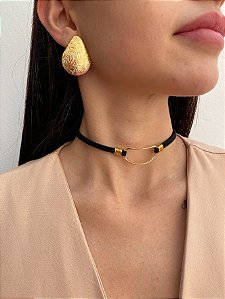 Choker Black Couro Camurça