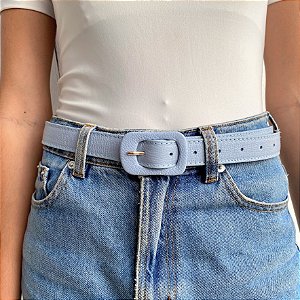 Cinto Azul Bebê Couro PLUS SIZE