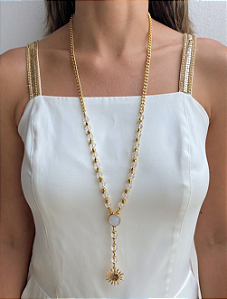 Colar Longo em Correntes e Cristais