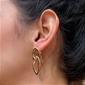 Brinco Dourado Cromado Entrelaçado