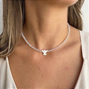 Colar com Cristais e Espírito Santo em Madrepérola