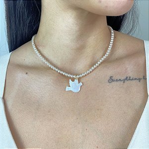 Colar Curto em Pérolas com Espírito Santo Madrepérola