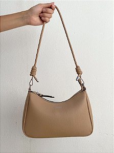 Bolsa Pequena Espaçosa Nude e Prata