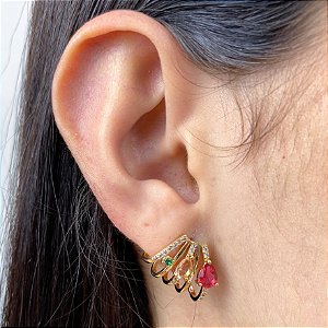 Brinco Banhado com Zircônias Coloridas