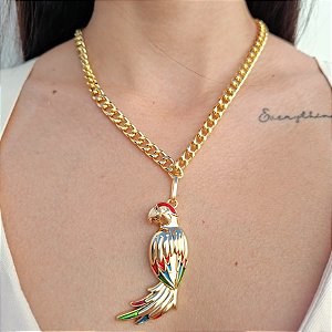 Colar Arara em Correntaria Banhada