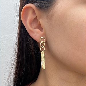 Brinco Elegante Franja Banhado