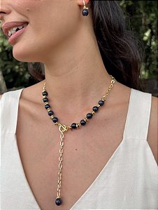 Conjunto Colar e Brinco em Estrela da Noite