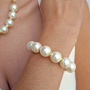 Pulseira Banhada Elegante em Pérolas