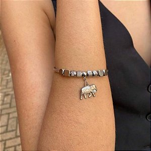Pulseira Arco em Aço Inox com Berloques Elefante