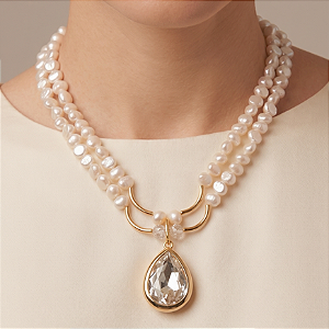 Maxi Colar Pérolas e Strass
