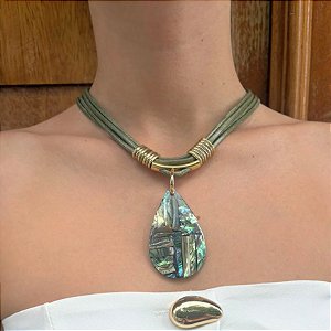 Maxi Colar Verde Abalone Gota