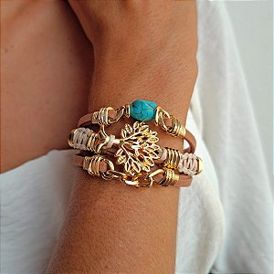 Pulseira Fecho de Imã Camurça Árvore da Vida
