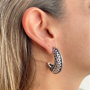 Brinco Argola Prateada Envelhecida