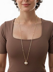 Colar Longo Esfera Pérola