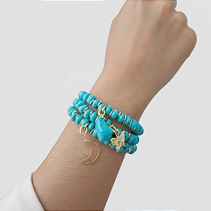 Pulseira Howlita Azul Três Voltas