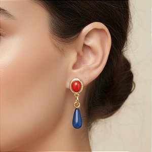 Brinco Vermelho e Azul Resina