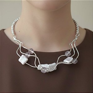 Colar Prata Pérolas Shell