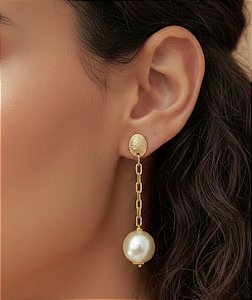 Brinco Longo e Pérola 14mm