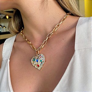 Colar Coração Correntes