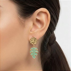 Brinco Banhado e Resina Folha