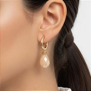 Brinco Argola Gota Cristal Nude