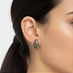 Brinco Gota Resina Verde