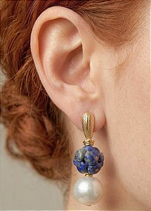 Brinco Grande Lapislázuli e Pérola