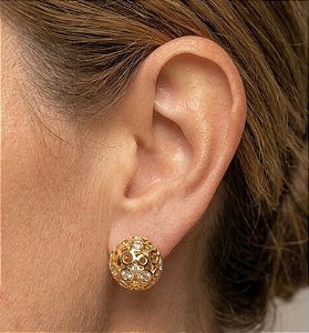 Brinco Esfera Banhada com Zircônia Dentro