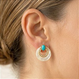 Brinco Resina e Zircônia Oval