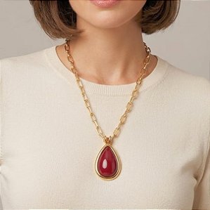 Colar Curto Banhado Gota Marsala