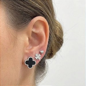 Trio de Brincos em Aço Inox Prateado