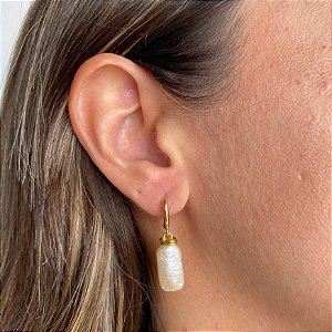 Brinco Argola Pérola tipo Boho