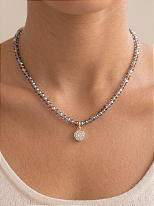 Colar Cristais Preto Furta Cor e Zircônia