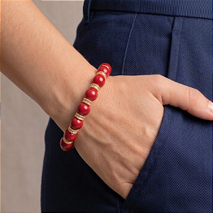Pulseira Vermelha Esferas Resina